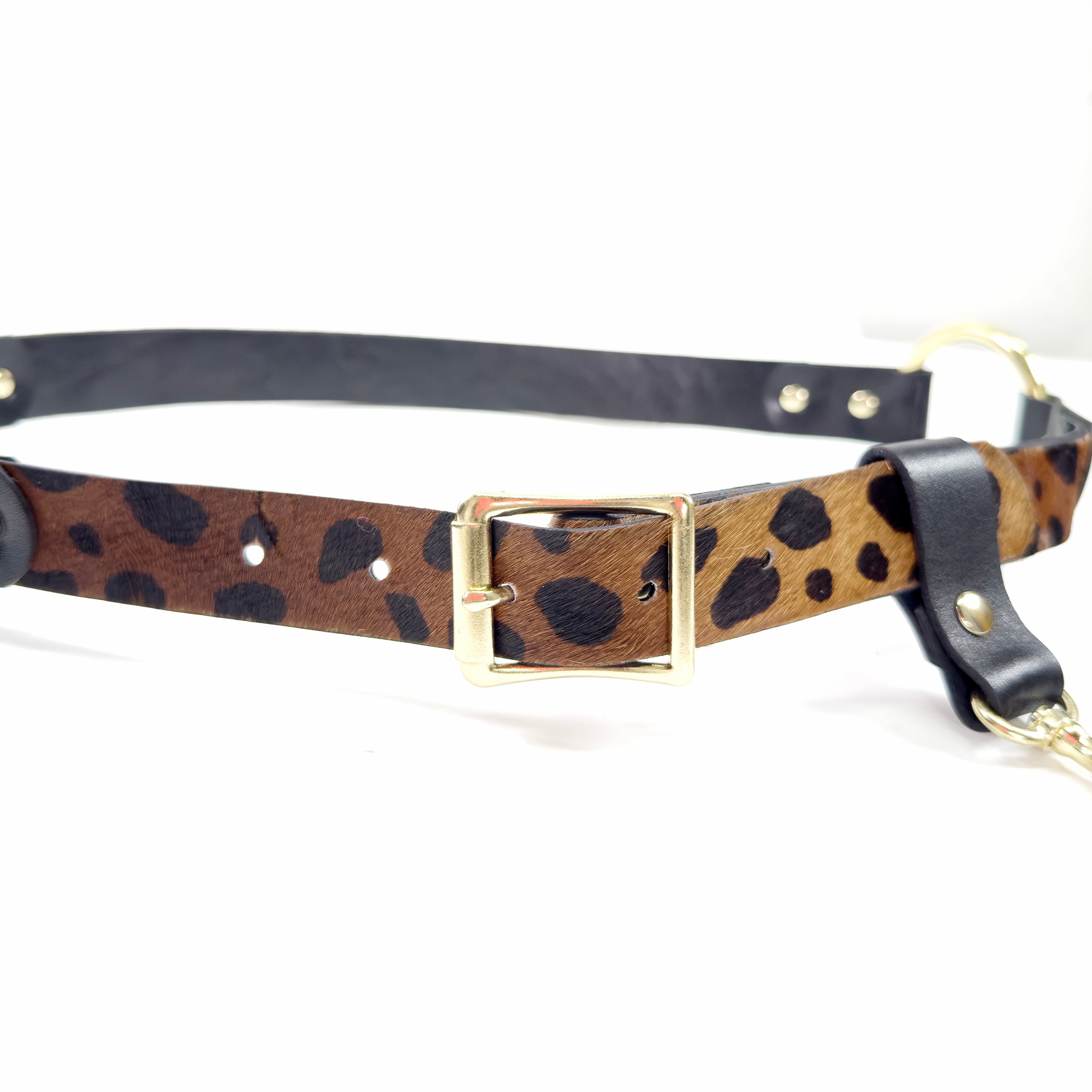 Leopard print hair‑on calfskin belt