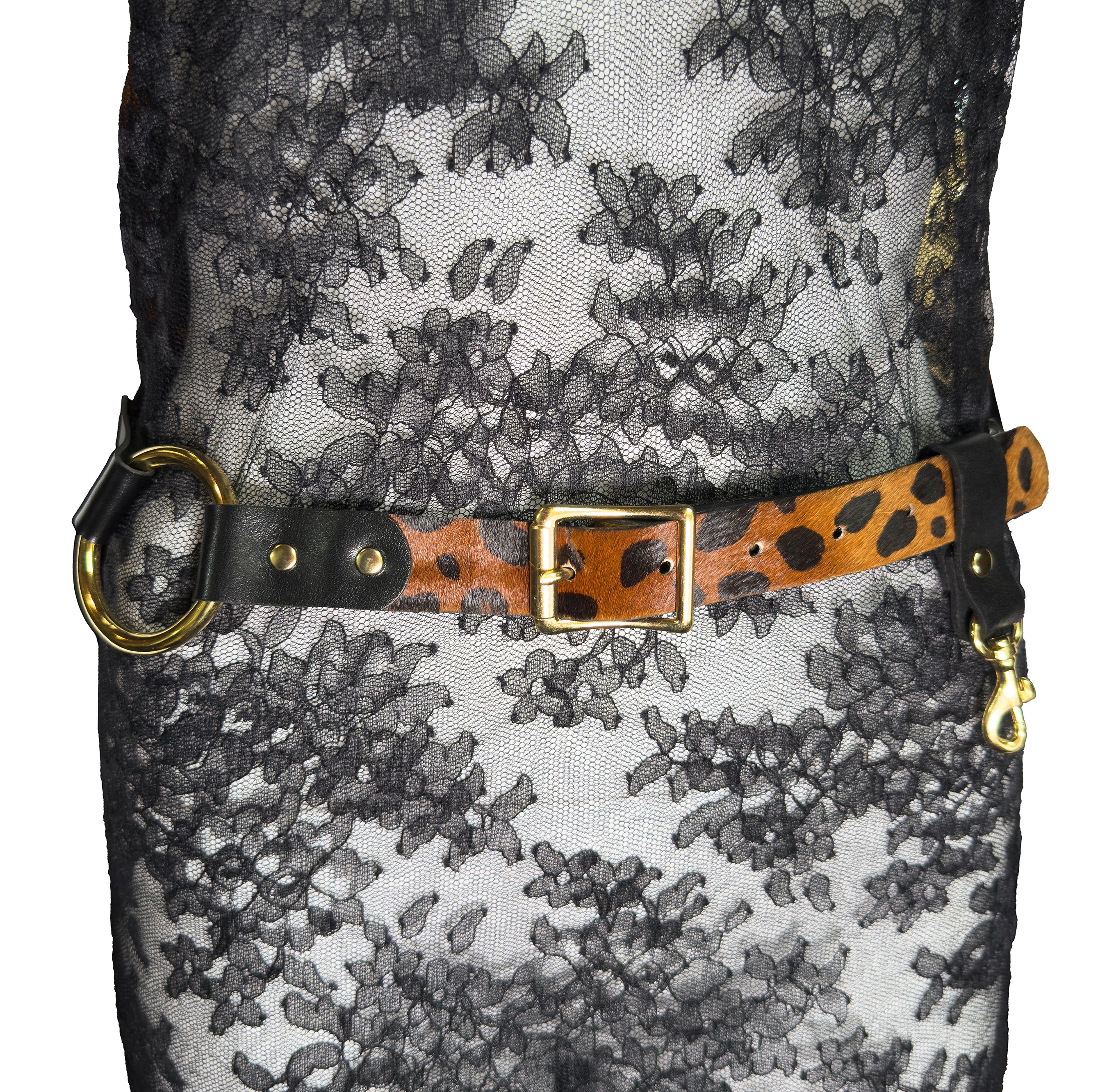 Leopard print hair‑on calfskin belt