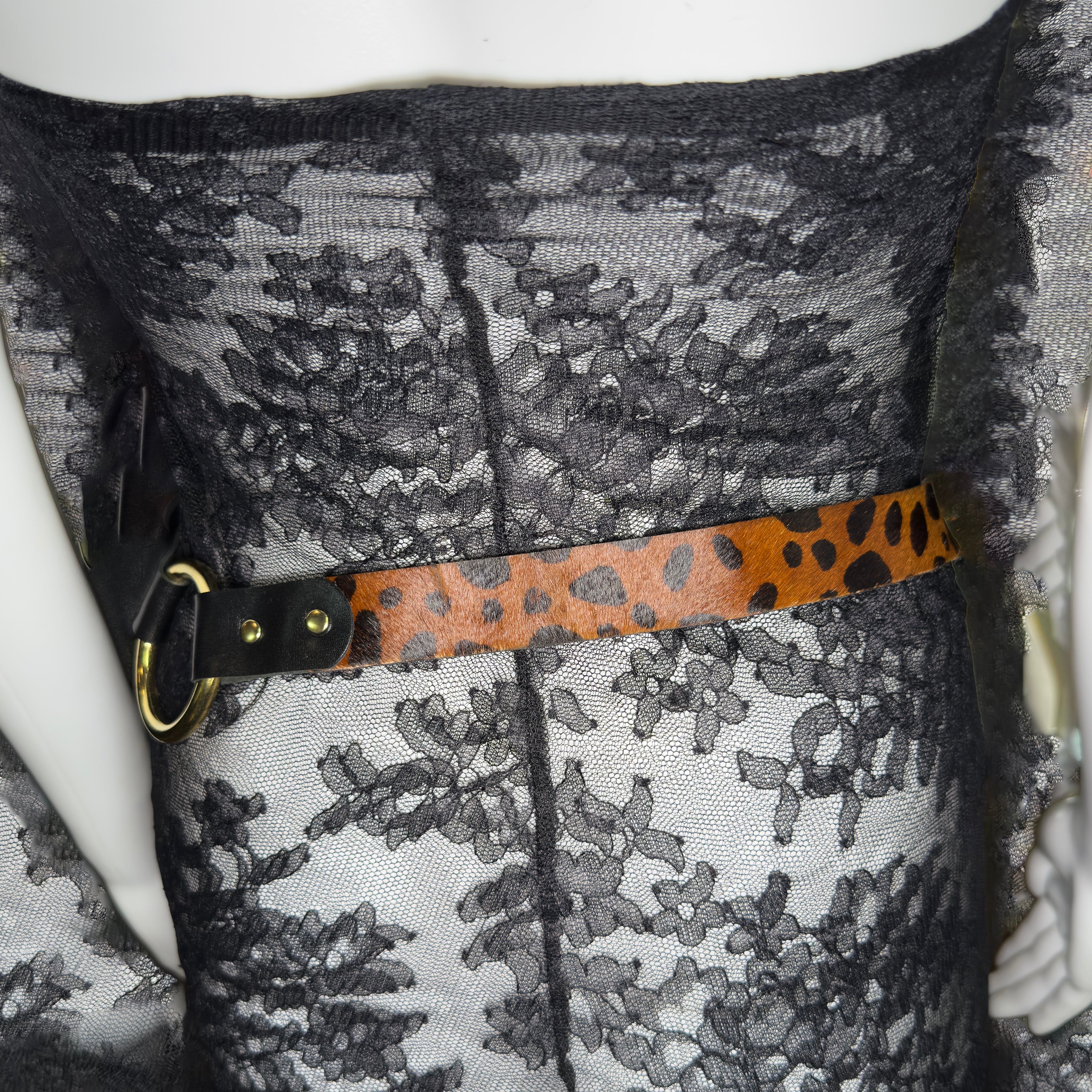 Leopard print hair‑on calfskin belt